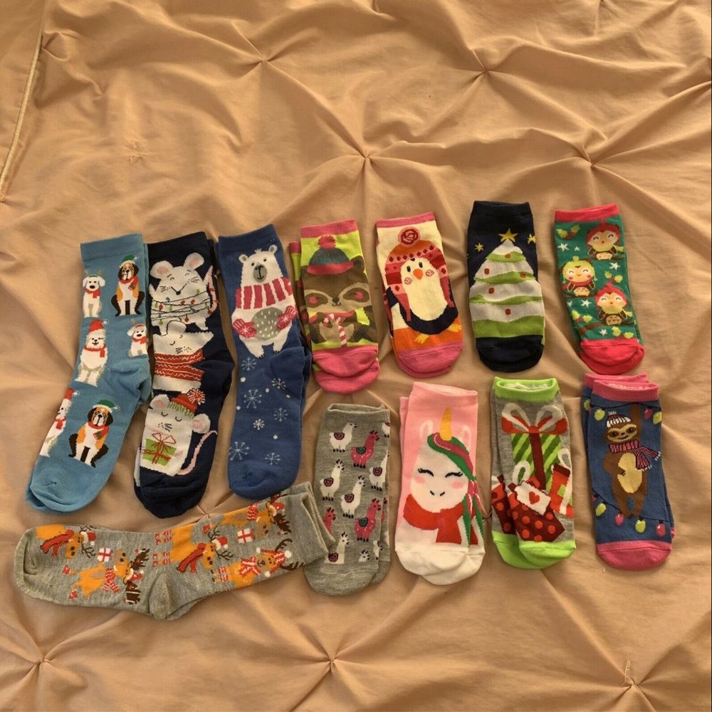 New Women's 12 Pairs of Christmas Animal Socks